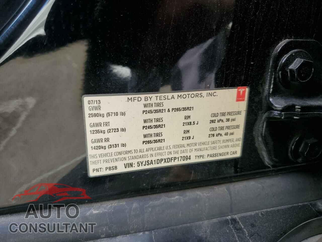 TESLA MODEL S 2013 - 5YJSA1DPXDFP17094
