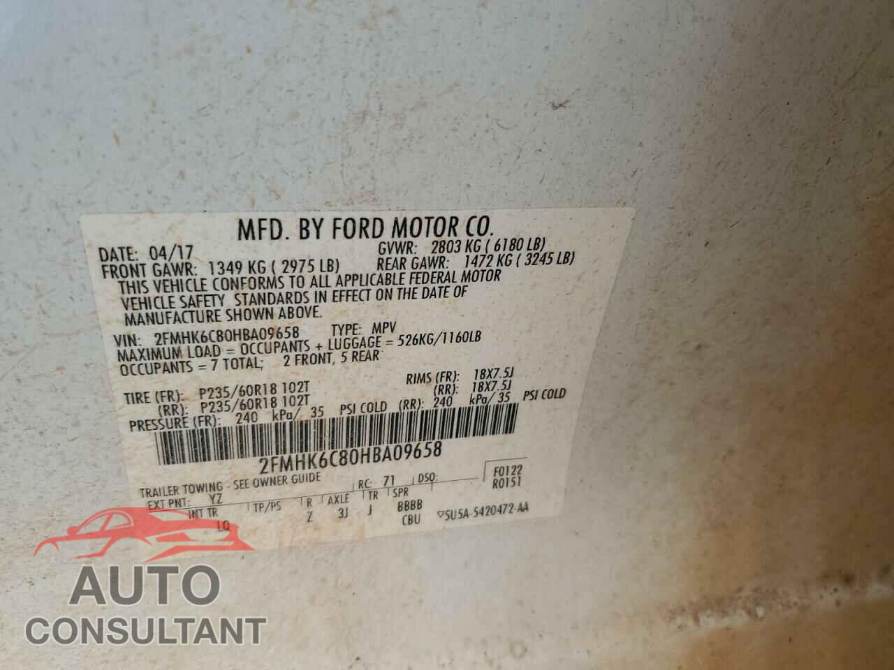 FORD FLEX 2017 - 2FMHK6C80HBA09658