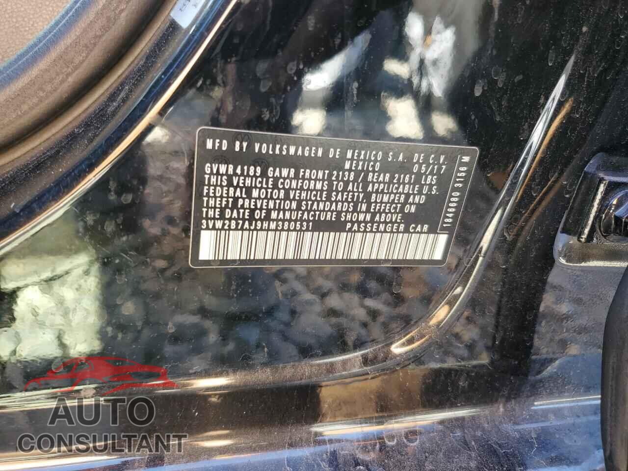 VOLKSWAGEN JETTA 2017 - 3VW2B7AJ9HM380531