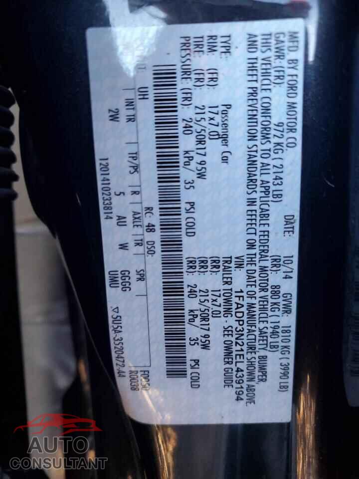 FORD FOCUS 2014 - 1FADP3N21EL439194