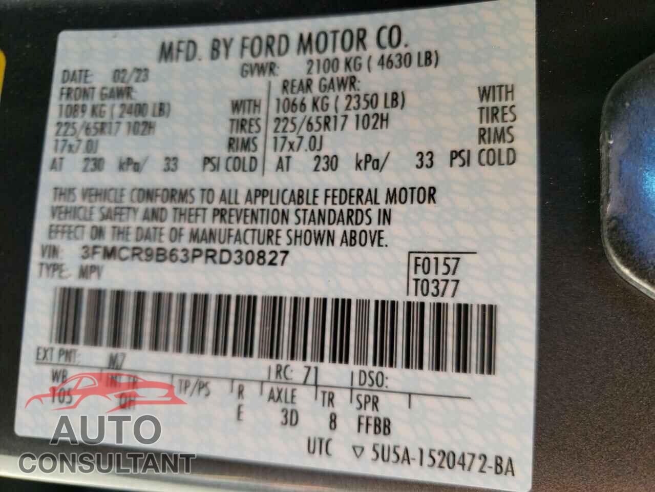 FORD BRONCO 2023 - 3FMCR9B63PRD30827
