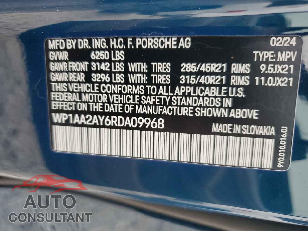 PORSCHE CAYENNE 2024 - WP1AA2AY6RDA09968