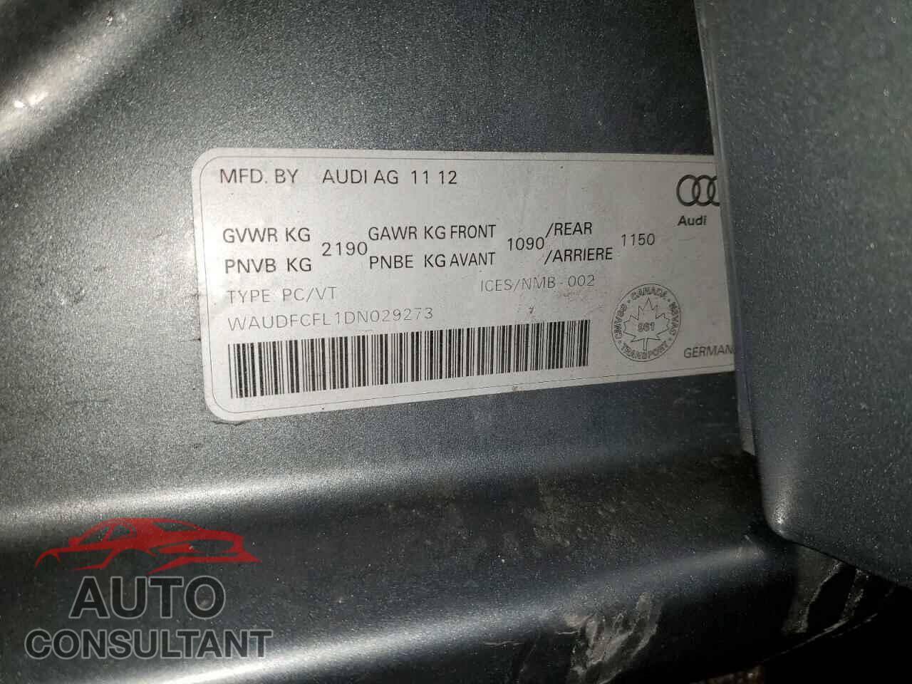 AUDI A4 2013 - WAUDFCFL1DN029273