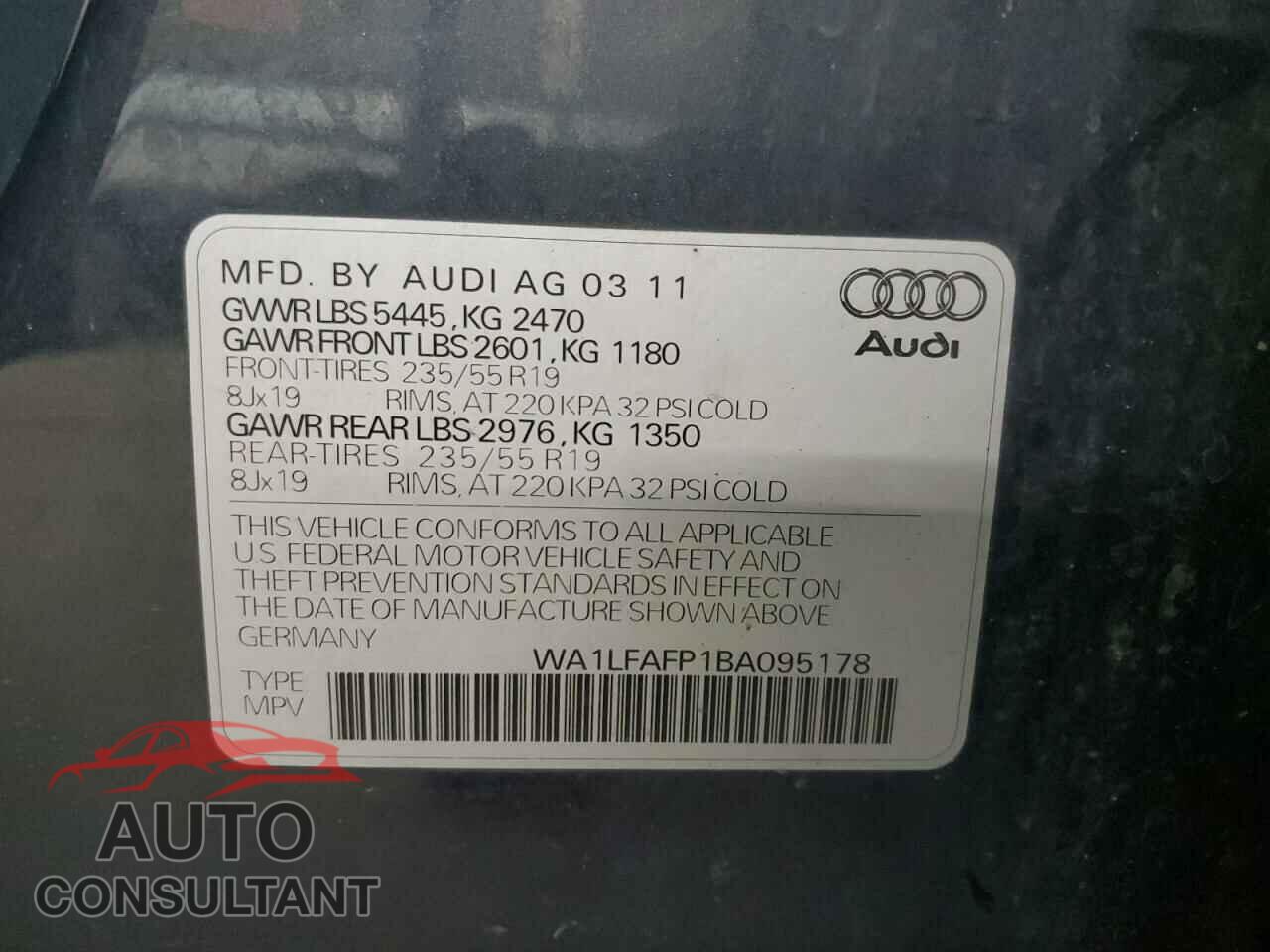 AUDI Q5 2011 - WA1LFAFP1BA095178