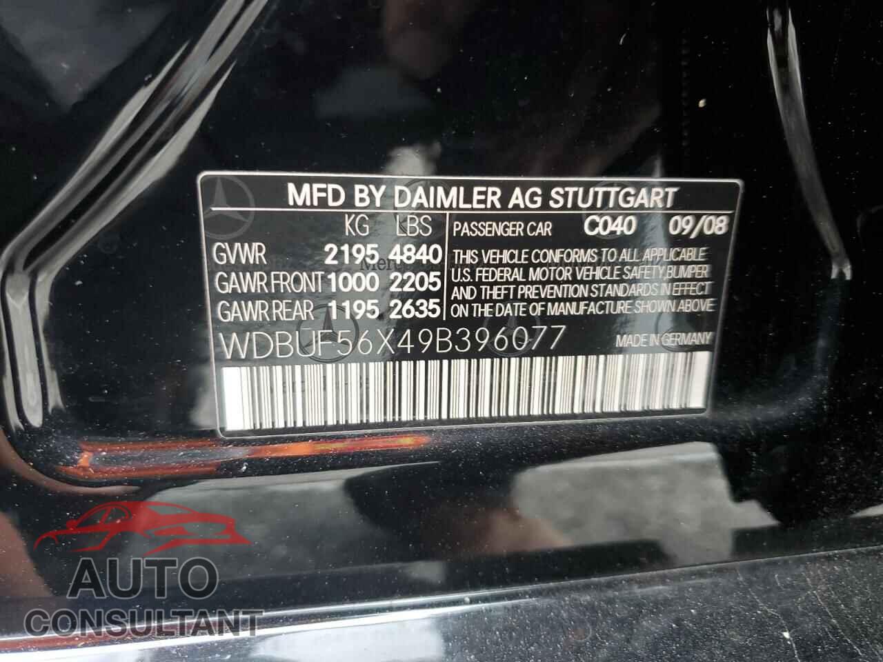 MERCEDES-BENZ E-CLASS 2009 - WDBUF56X49B396077