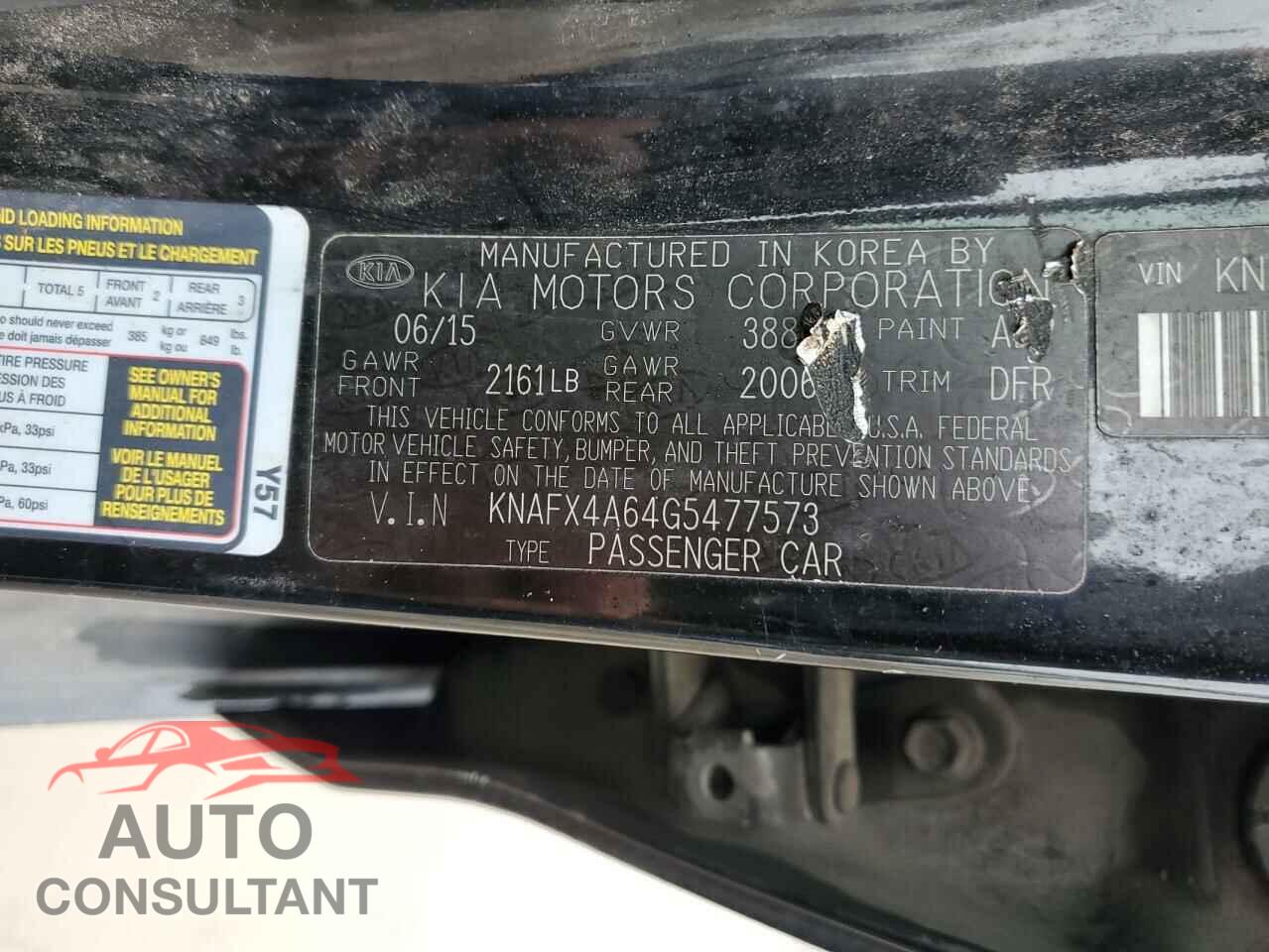 KIA FORTE 2016 - KNAFX4A64G5477573
