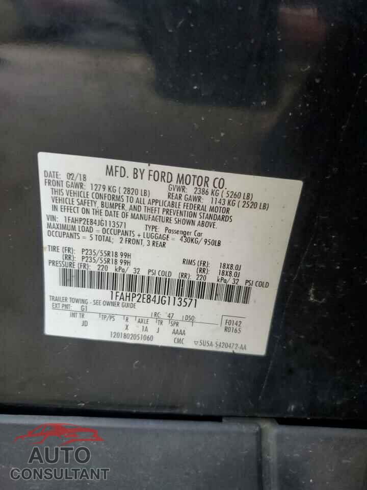 FORD TAURUS 2018 - 1FAHP2E84JG113571