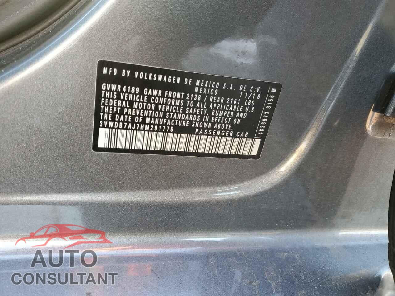 VOLKSWAGEN JETTA 2017 - 3VWDB7AJ7HM291775