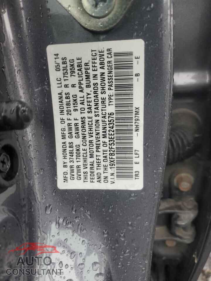 HONDA CIVIC 2014 - 19XFB2F53EE243576
