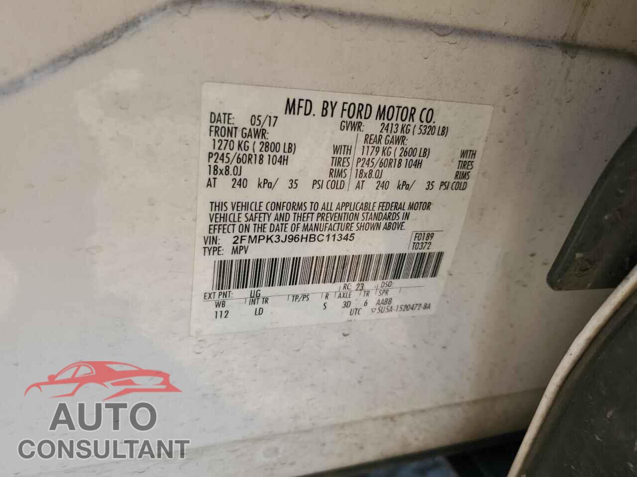 FORD EDGE 2017 - 2FMPK3J96HBC11345