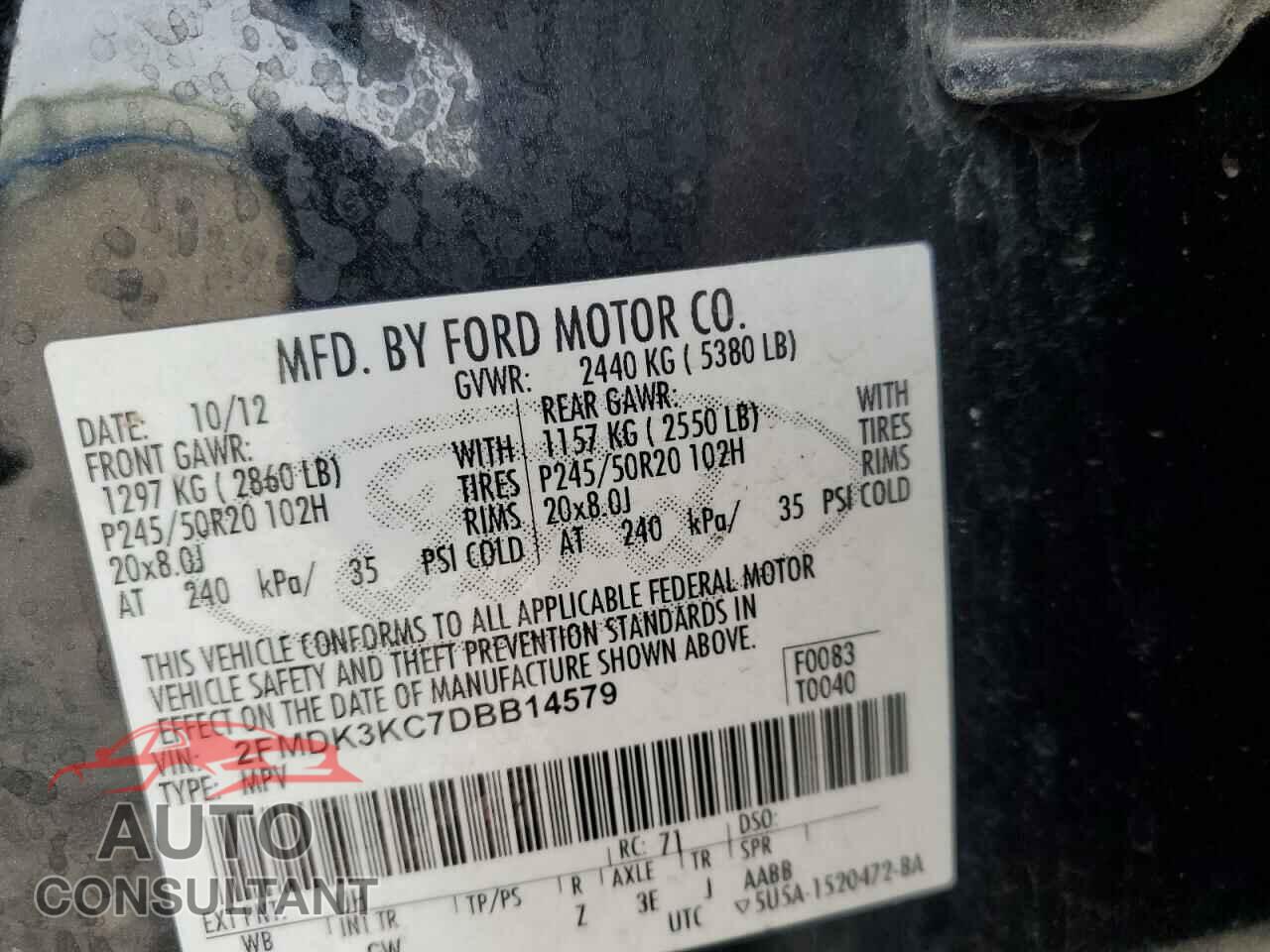 FORD EDGE 2013 - 2FMDK3KC7DBB14579