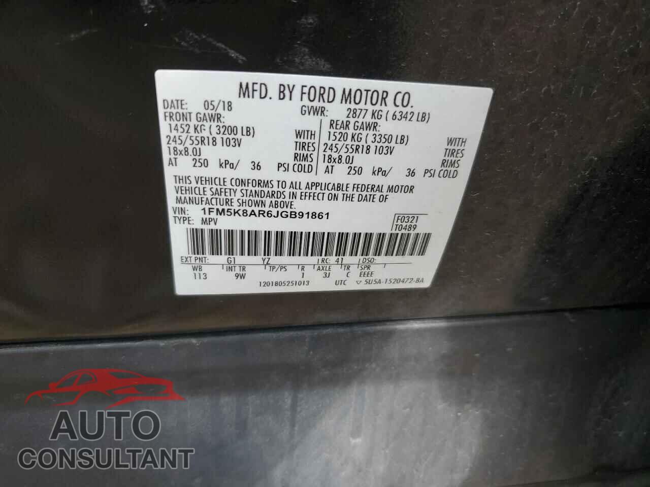 FORD EXPLORER 2018 - 1FM5K8AR6JGB91861