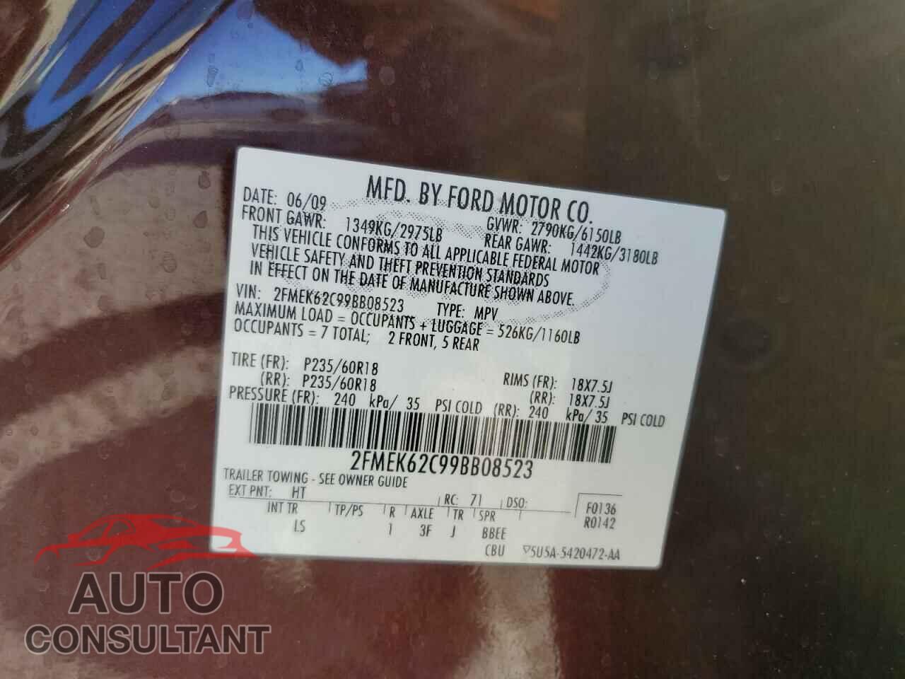 FORD FLEX 2009 - 2FMEK62C99BB08523
