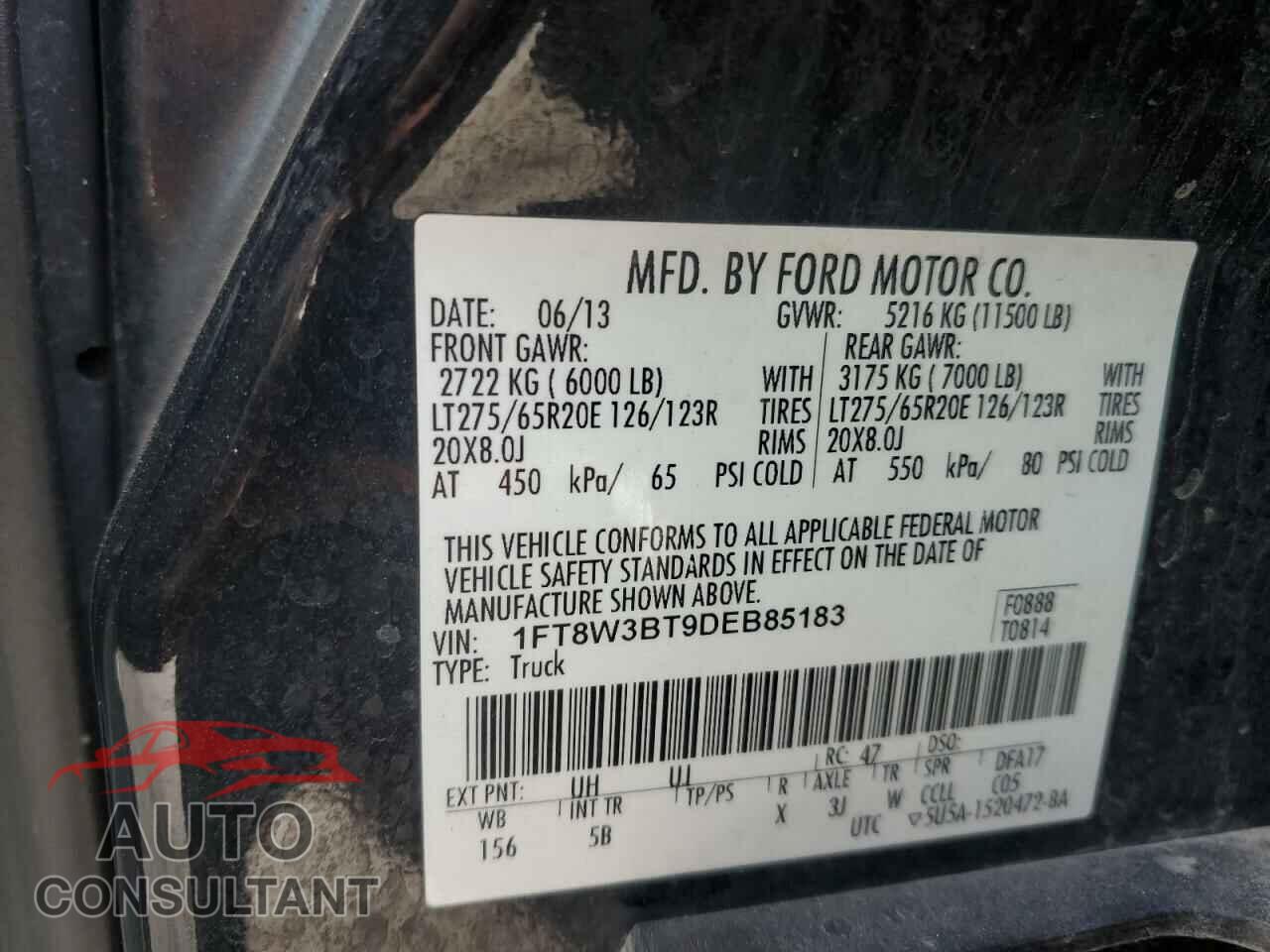 FORD F350 2013 - 1FT8W3BT9DEB85183