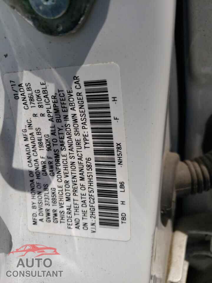 HONDA CIVIC 2017 - 2HGFC2F57HH515876