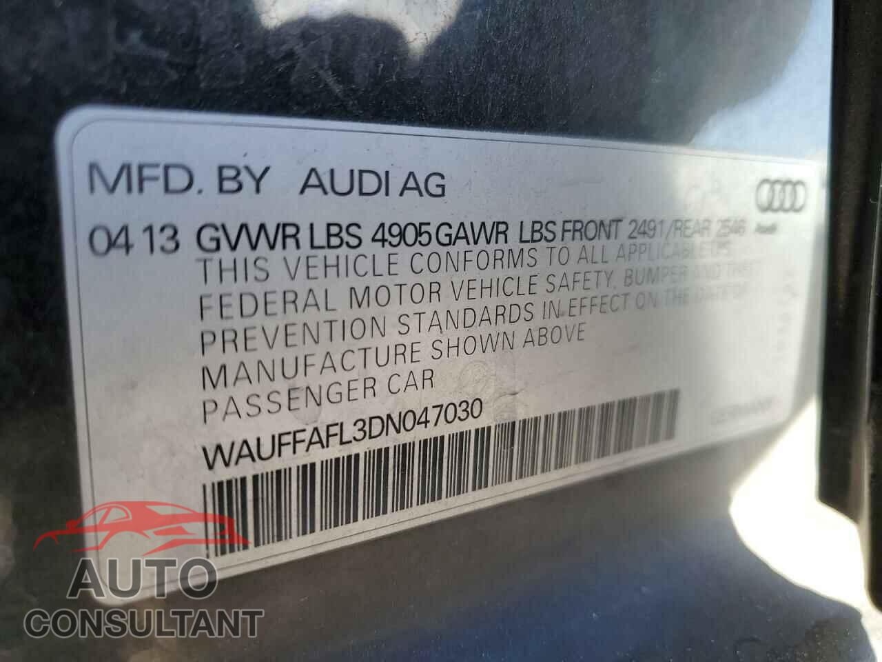 AUDI A4 2013 - WAUFFAFL3DN047030