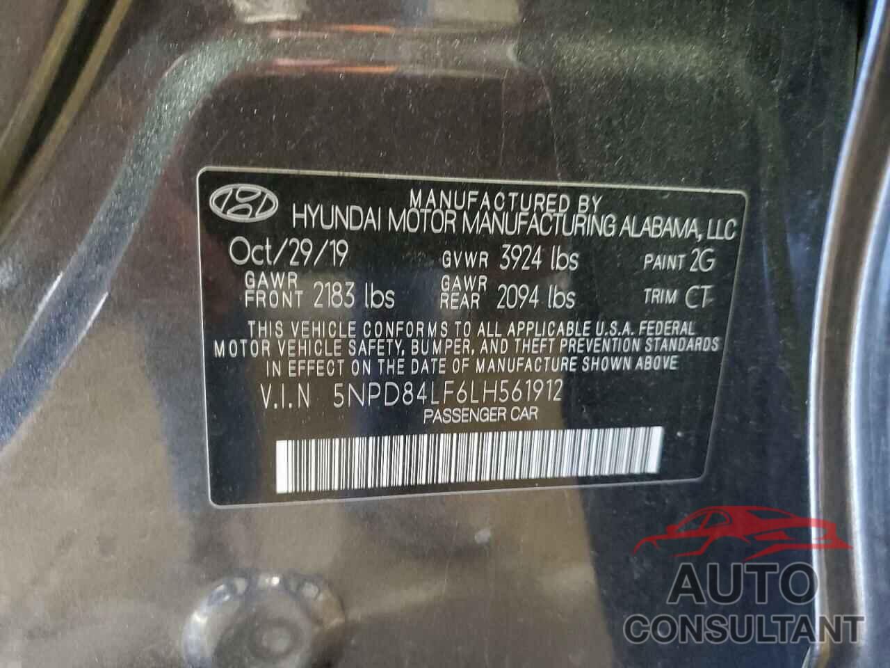 HYUNDAI ELANTRA 2020 - 5NPD84LF6LH561912