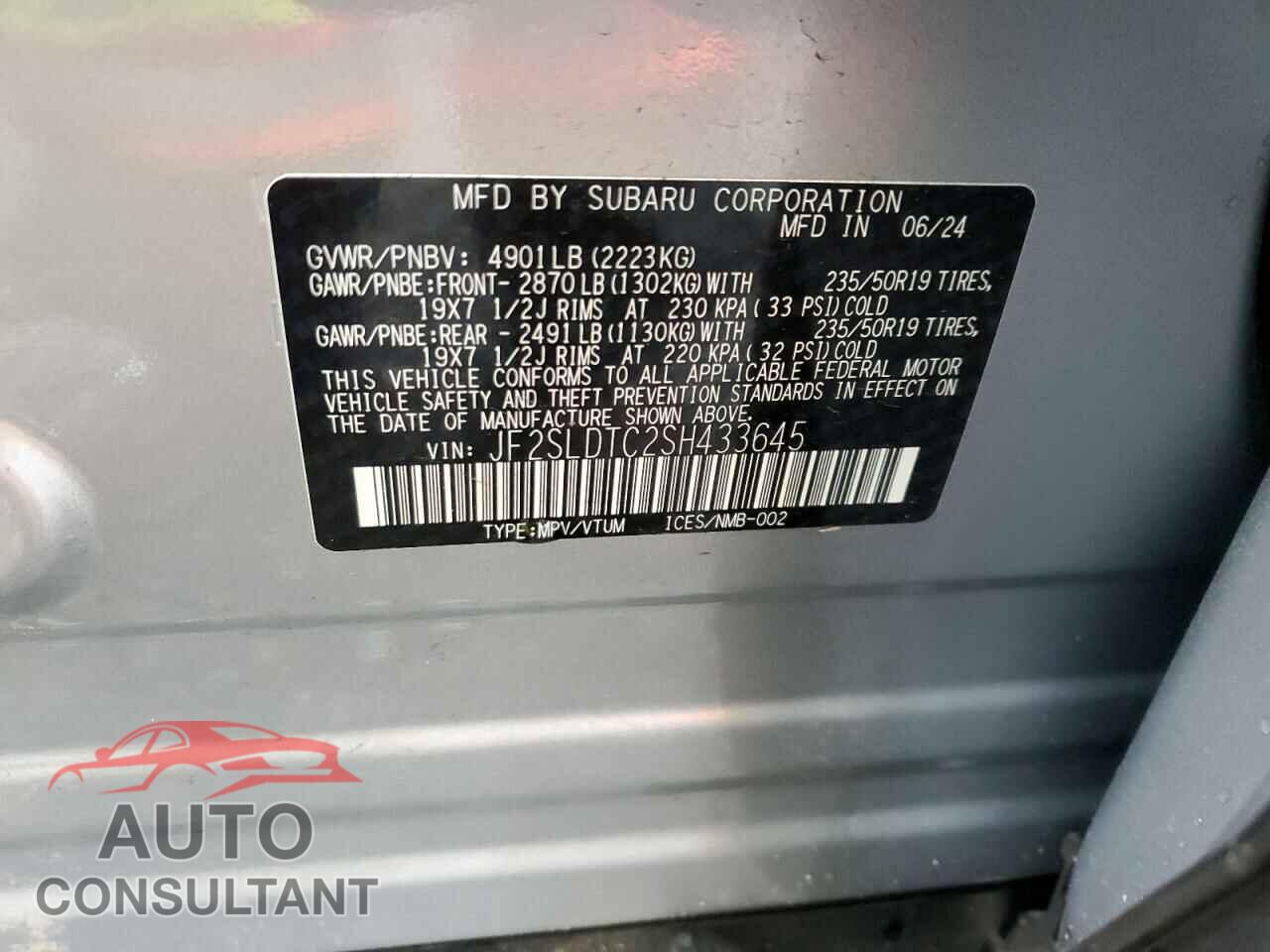 SUBARU FORESTER 2025 - JF2SLDTC2SH433645