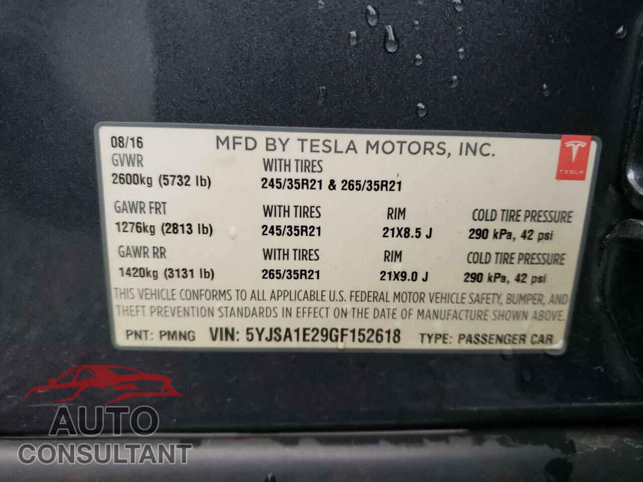 TESLA MODEL S 2016 - 5YJSA1E29GF152618