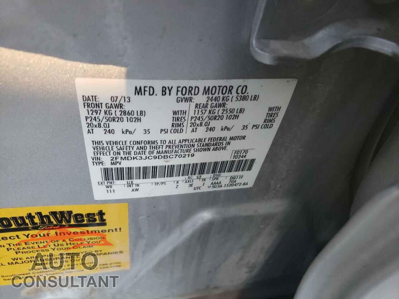 FORD EDGE 2013 - 2FMDK3JC9DBC70219