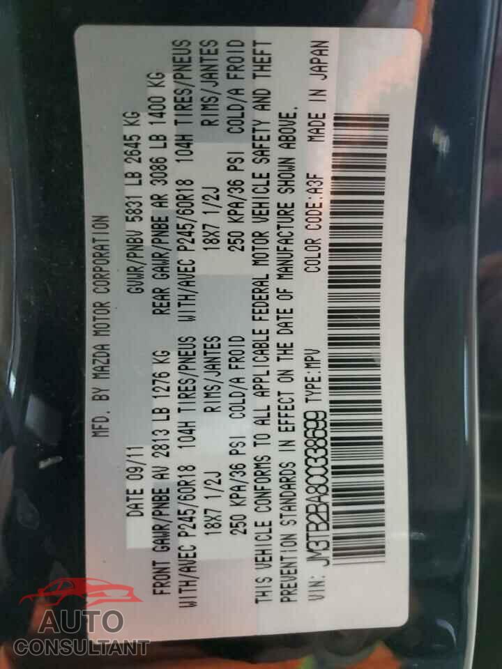 MAZDA CX-9 2012 - JM3TB2BA8C0338699