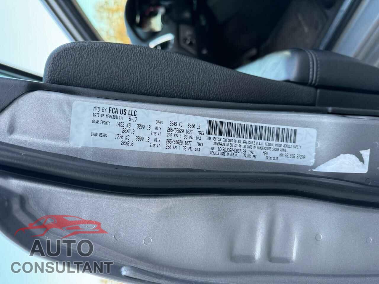 DODGE DURANGO 2017 - 1C4RDJDG2HC897129