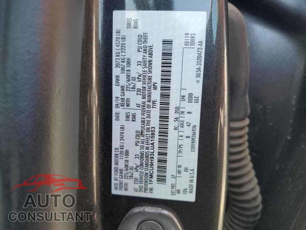 FORD ESCAPE 2020 - 1FMCU9H93LUA15853