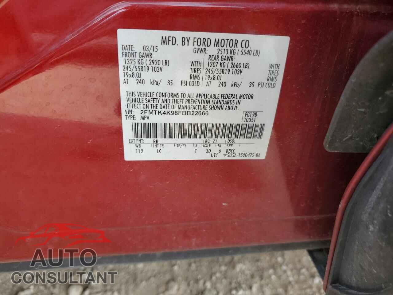 FORD EDGE 2015 - 2FMTK4K98FBB22666