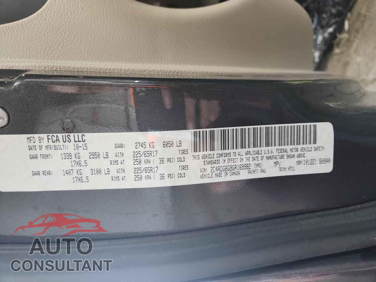 DODGE CARAVAN 2016 - 2C4RDGBG9GR169982