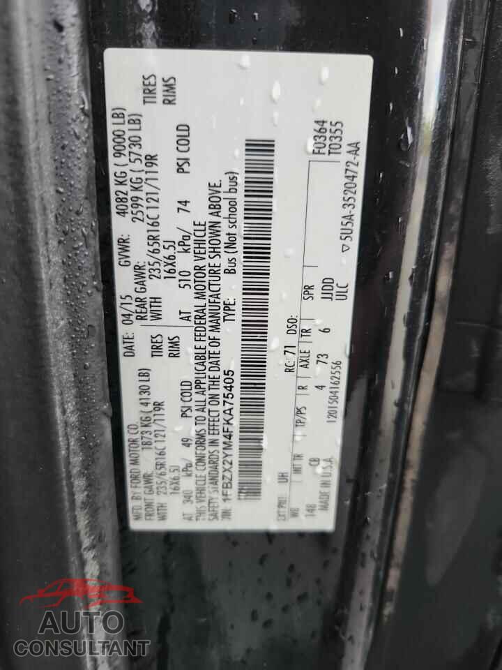 FORD TRANSIT 2015 - 1FBZX2YM4FKA75405