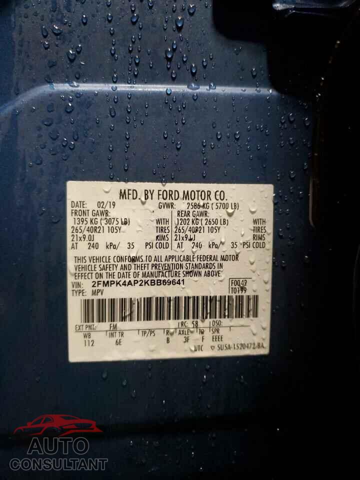 FORD EDGE 2019 - 2FMPK4AP2KBB69641