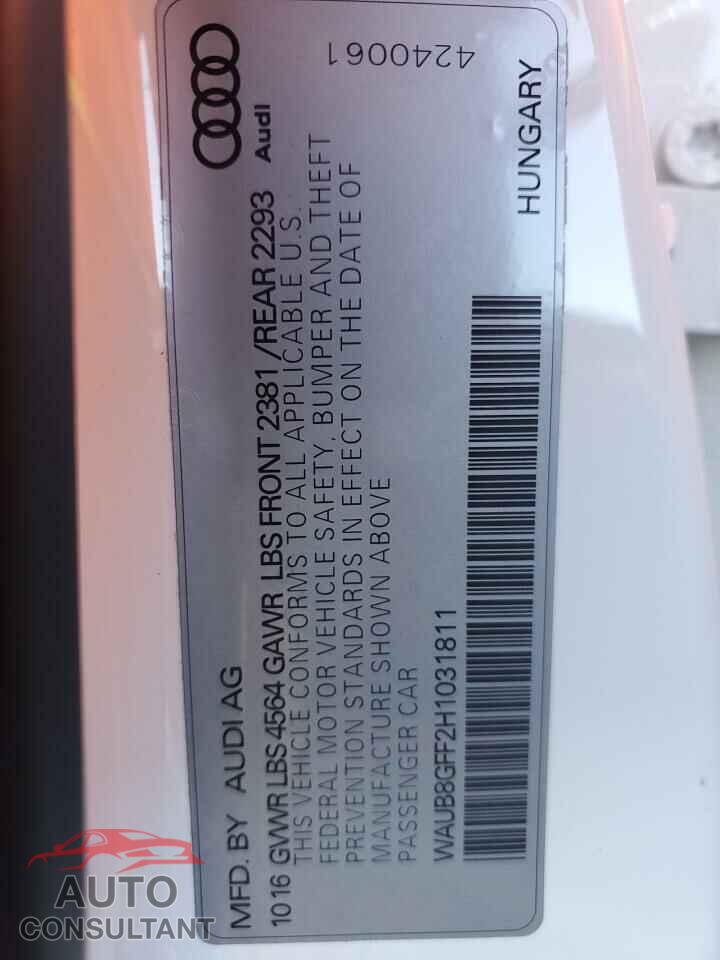 AUDI A3 2017 - WAUB8GFF2H1031811