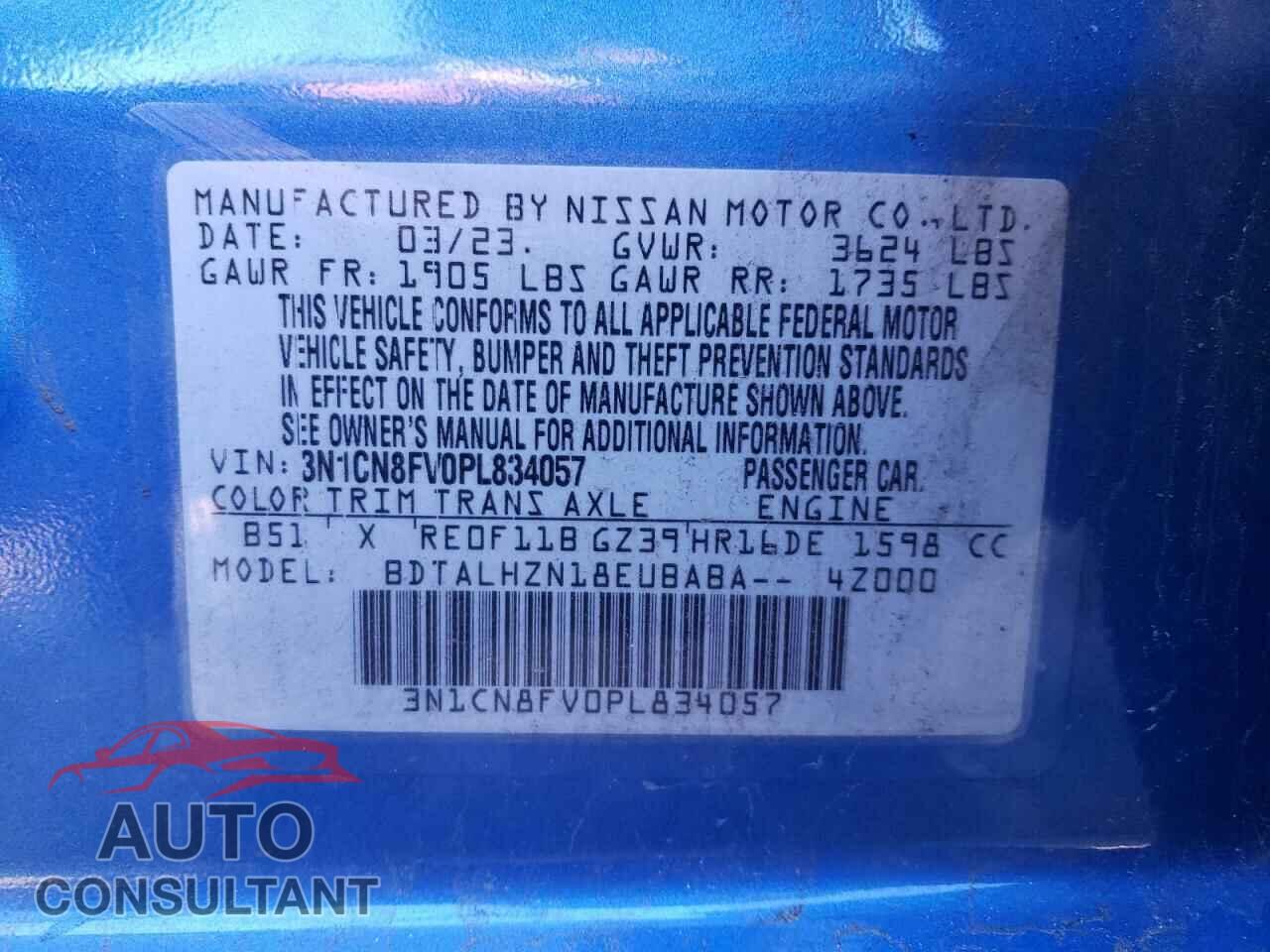 NISSAN VERSA 2023 - 3N1CN8FV0PL834057