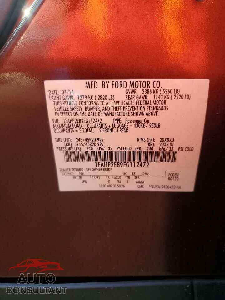 FORD TAURUS 2015 - 1FAHP2E89FG112472