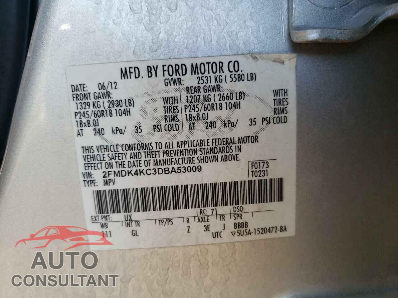 FORD EDGE 2013 - 2FMDK4KC3DBA53009