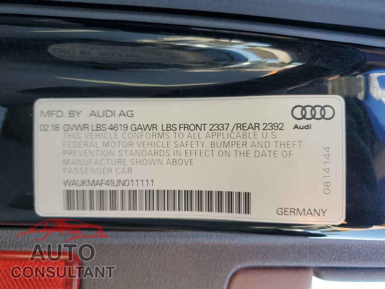 AUDI A4 2018 - WAUKMAF49JN011111