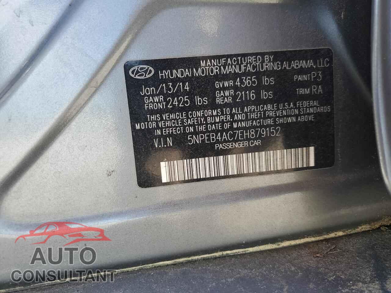 HYUNDAI SONATA 2014 - 5NPEB4AC7EH879152