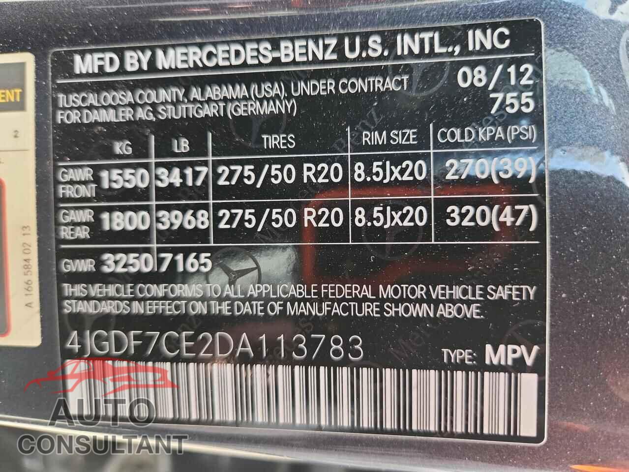 MERCEDES-BENZ GL-CLASS 2013 - 4JGDF7CE2DA113783