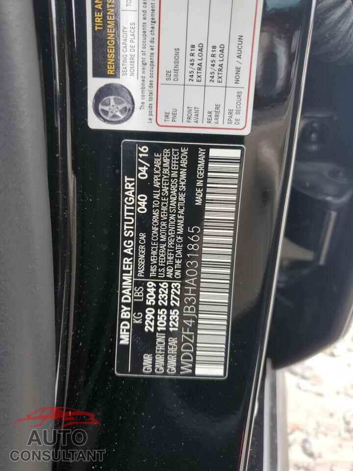 MERCEDES-BENZ E-CLASS 2017 - WDDZF4JB3HA031865