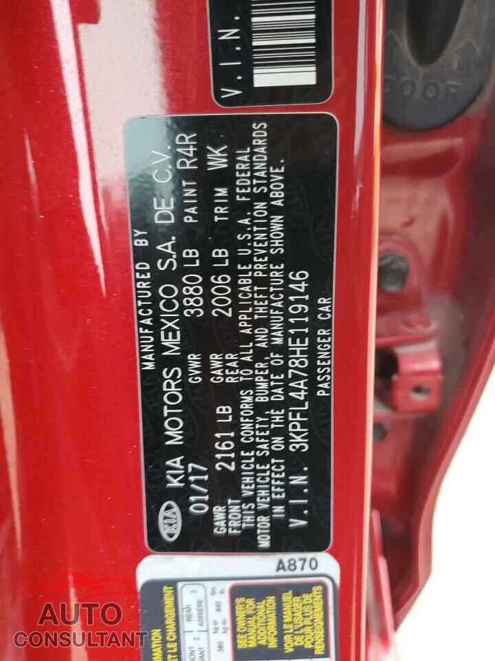KIA FORTE 2017 - 3KPFL4A78HE119146