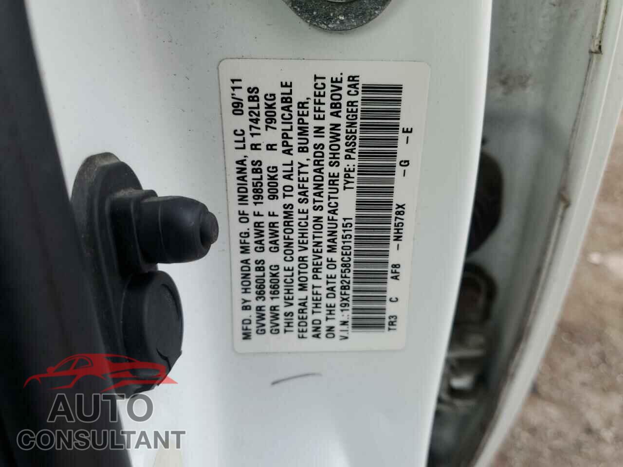 HONDA CIVIC 2012 - 19XFB2F58CE015151