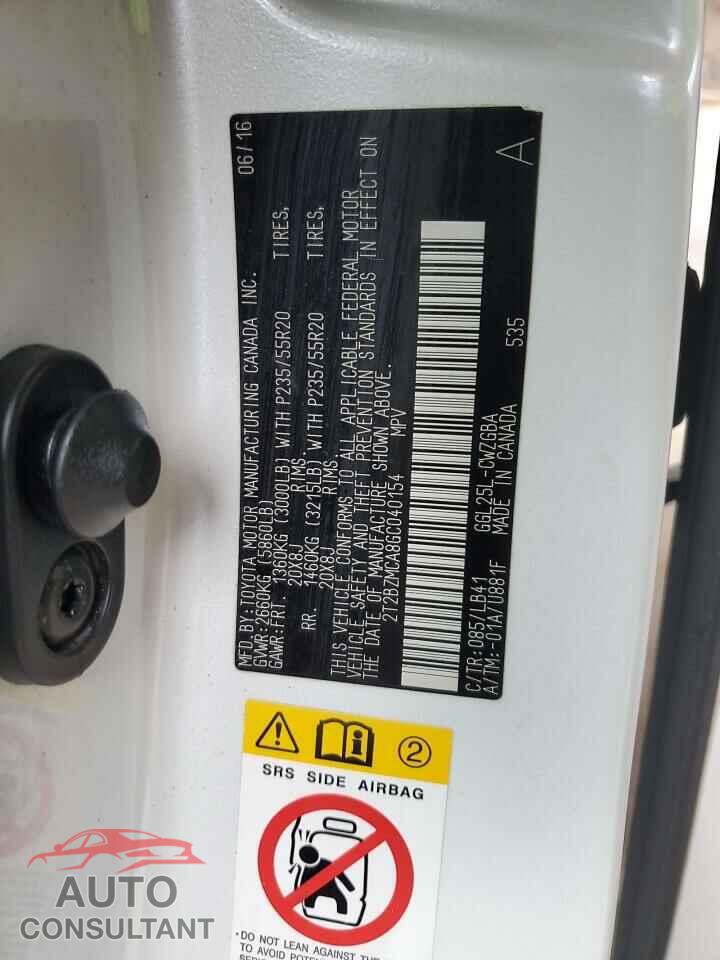 LEXUS RX350 2016 - 2T2BZMCA8GC040154
