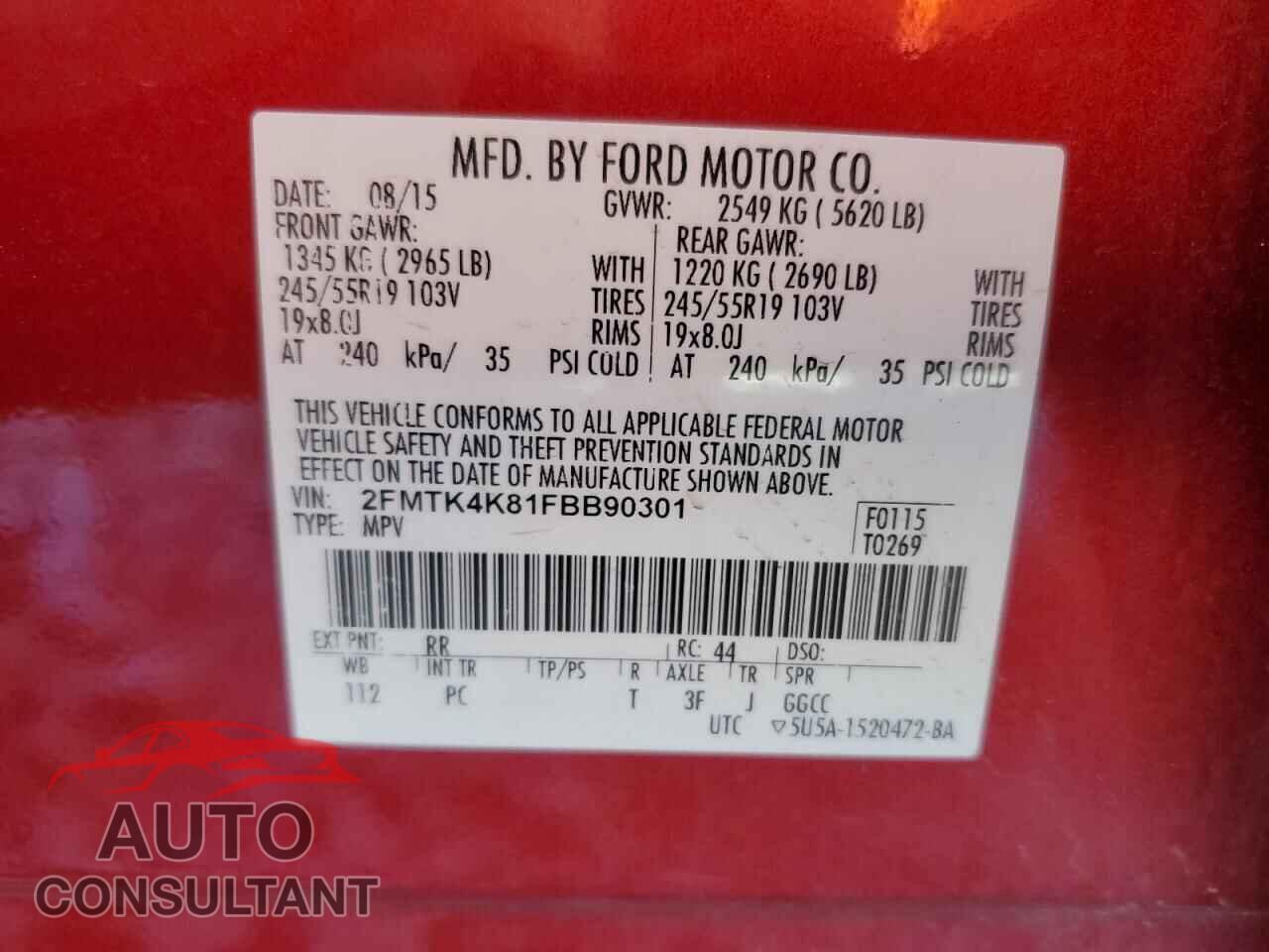 FORD EDGE 2015 - 2FMTK4K81FBB90301