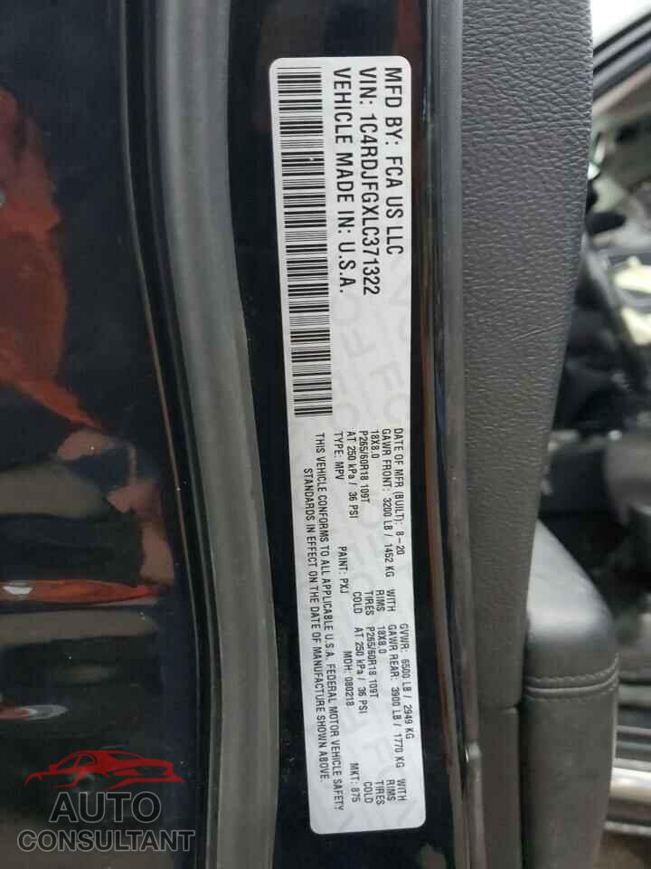 DODGE DURANGO 2020 - 1C4RDJFGXLC371322