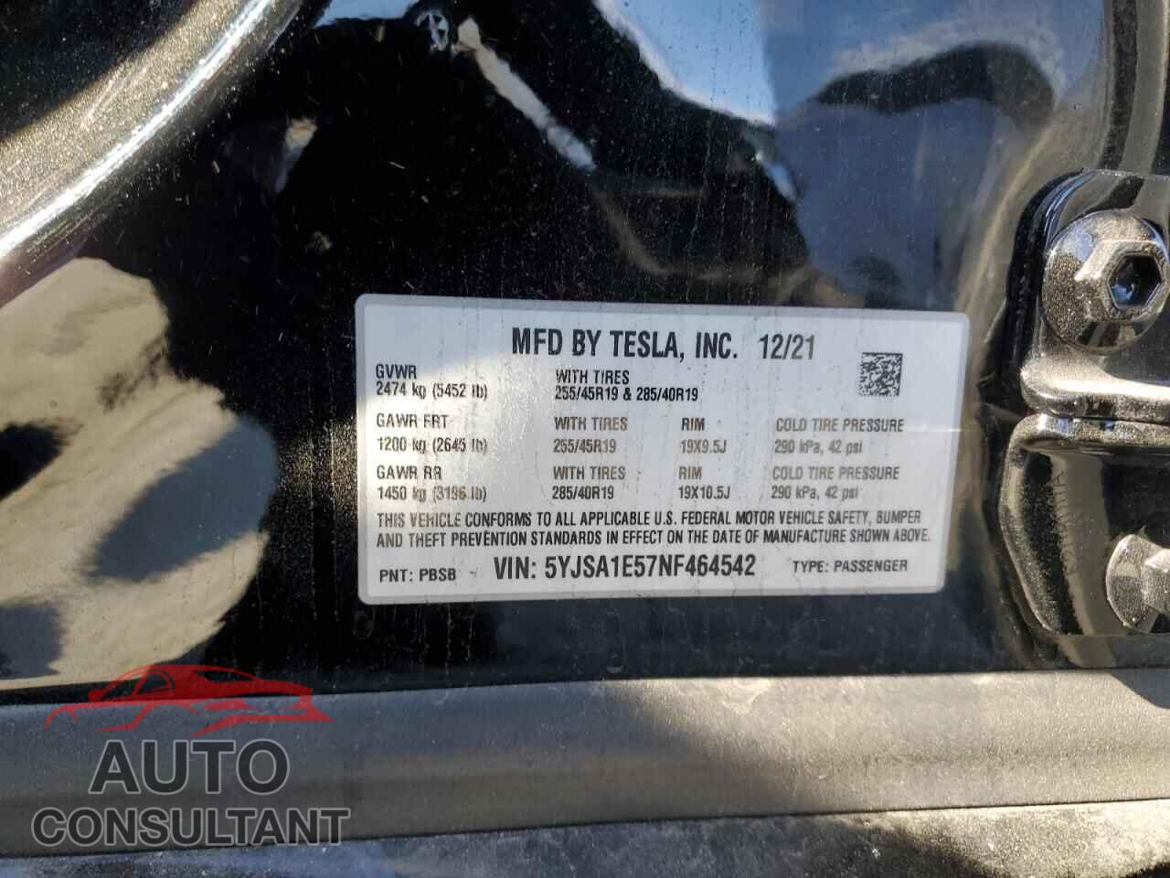 TESLA MODEL S 2022 - 5YJSA1E57NF464542