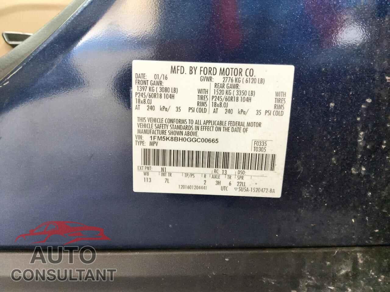 FORD EXPLORER 2016 - 1FM5K8BH0GGC00665