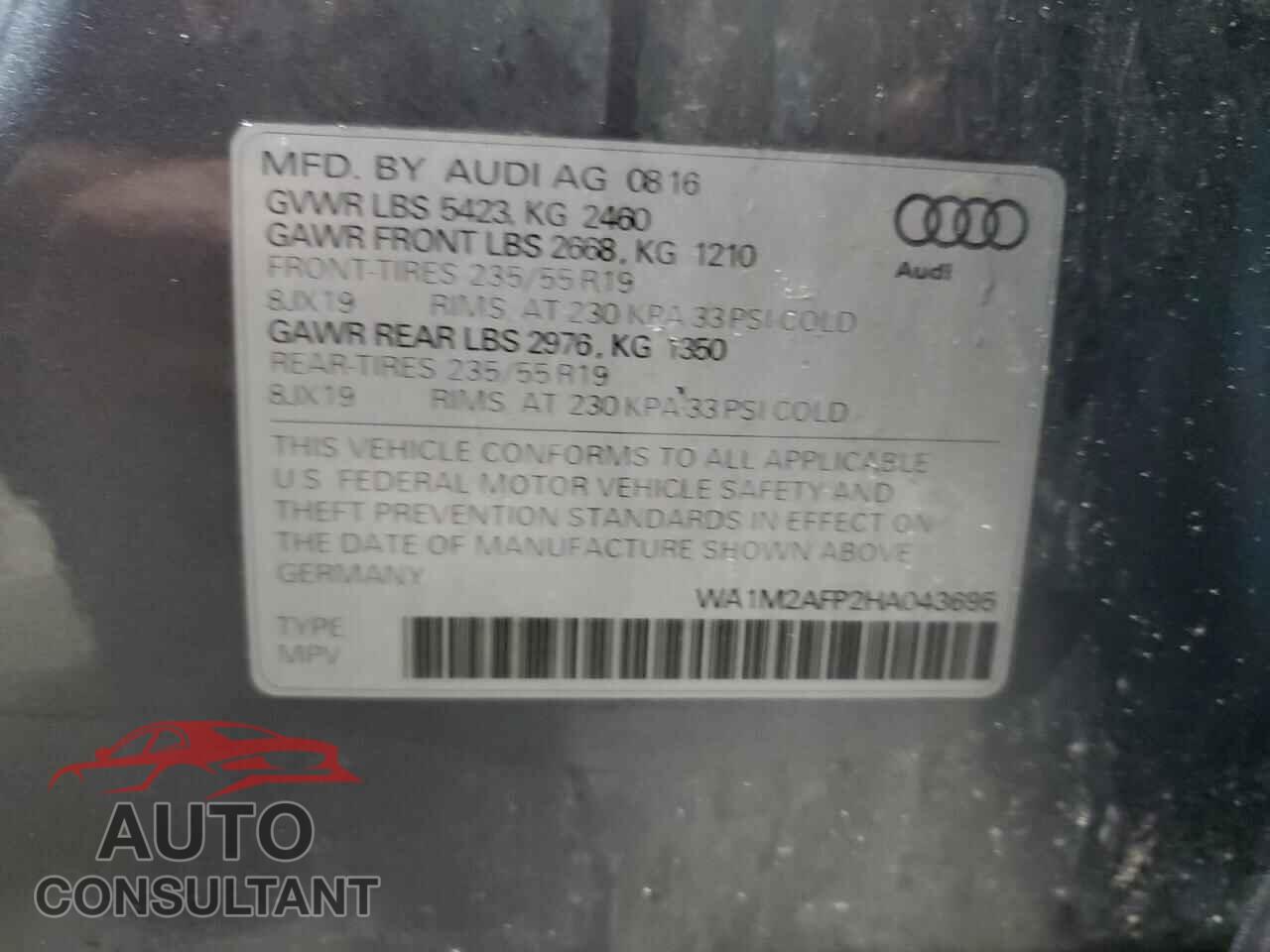 AUDI Q5 2017 - WA1M2AFP2HA043695