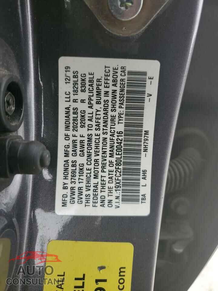 HONDA CIVIC 2020 - 19XFC2F80LE004216