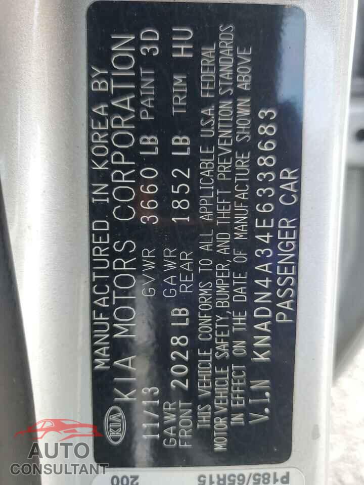 KIA RIO 2014 - KNADN4A34E6338683