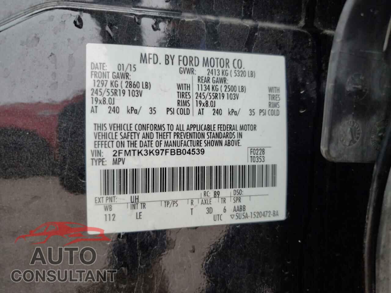 FORD EDGE 2015 - 2FMTK3K97FBB04539